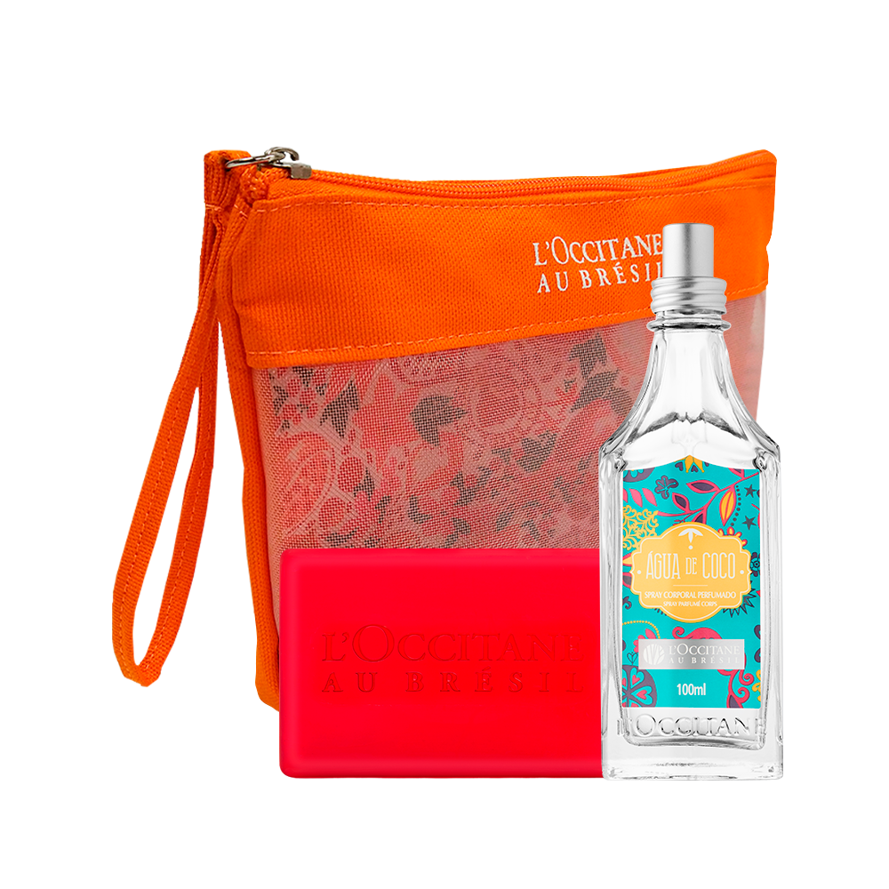 Combo Perfumado: Deo Col&ocirc;nia &Aacute;gua de Coco e Sabonete Brom&eacute;lia+ Necessaire Laranja, ,  large image number 0